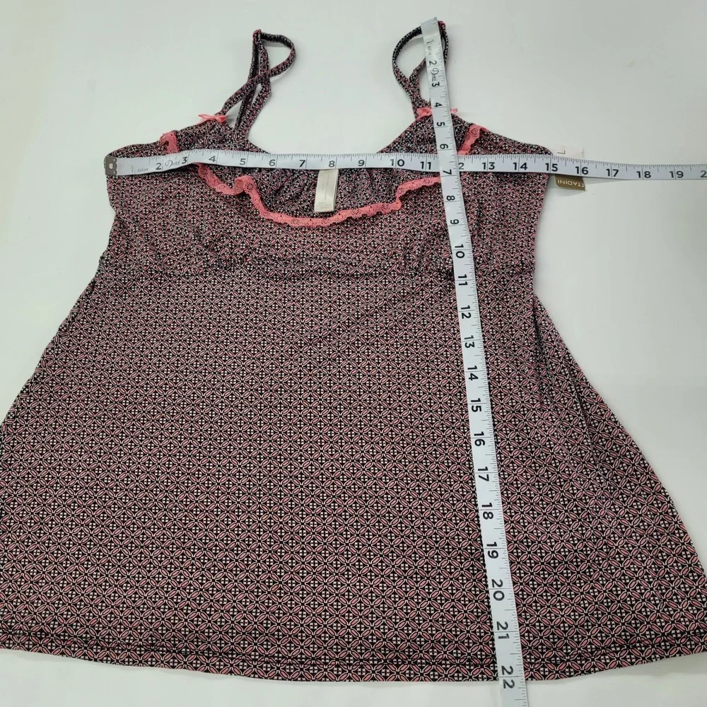 Adrienne Vittadini Studio Tank Top Sleeveless Geo Weave Pink Black Size‎ L Sleep